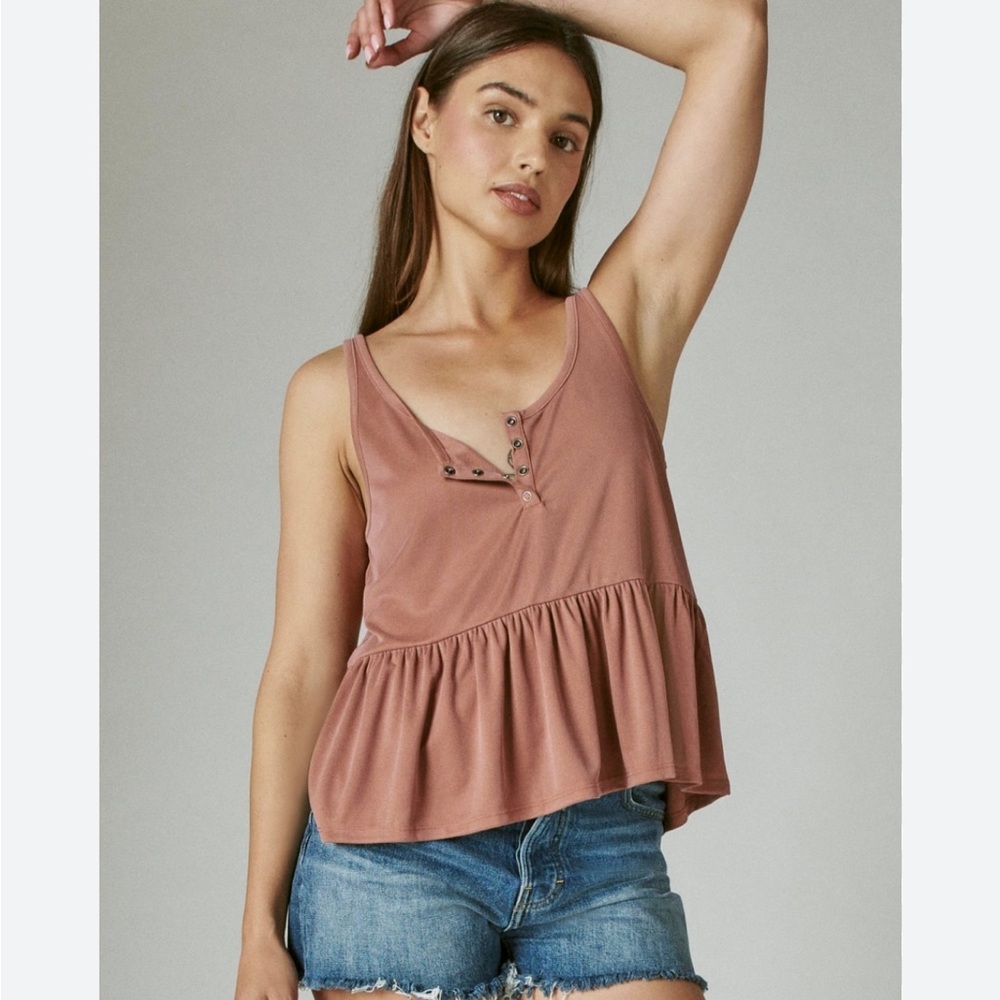 NWOT Lucky Brand Sandwash Rib Henley Tank
